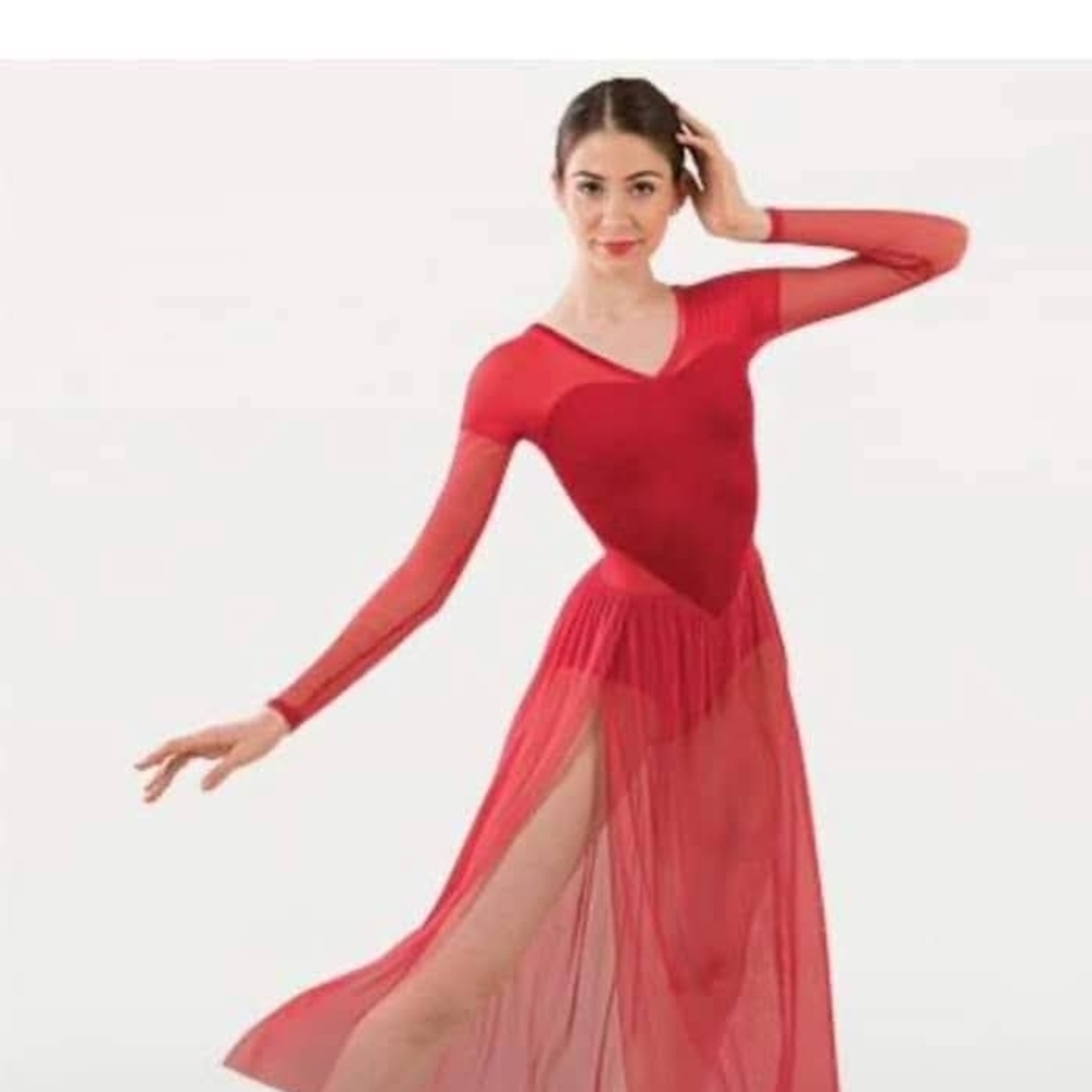 Red Long Sleeve V-Neck Athletic Sundress